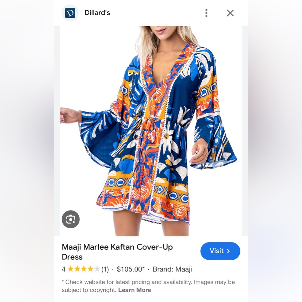 Maaji Blue and Orange Kaftan Cover-Up Dress